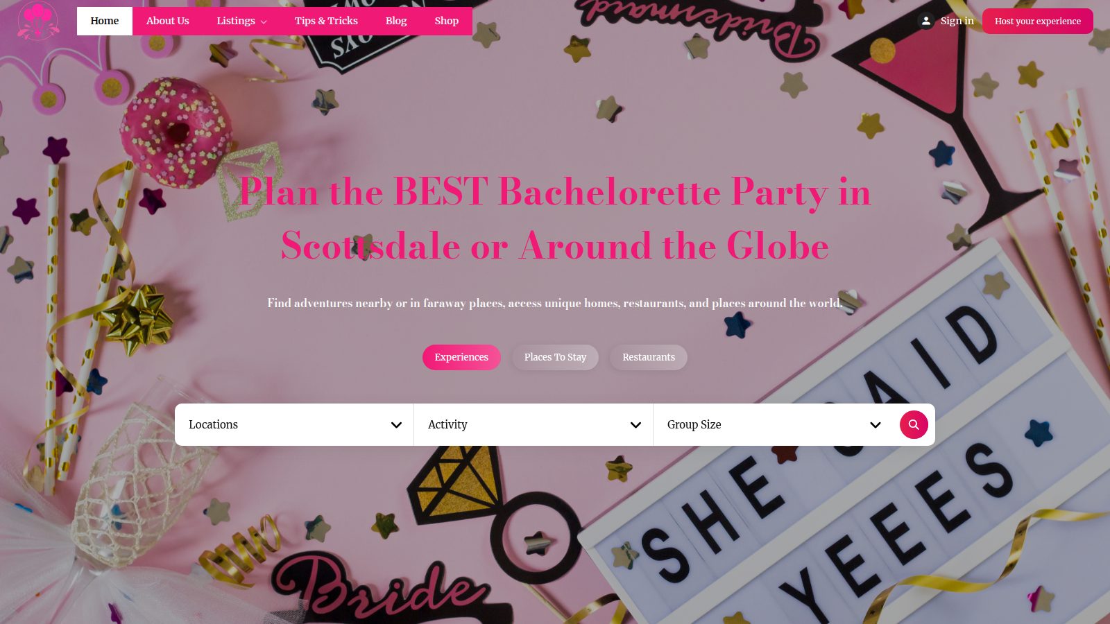 Bachelorette Party Planning Website